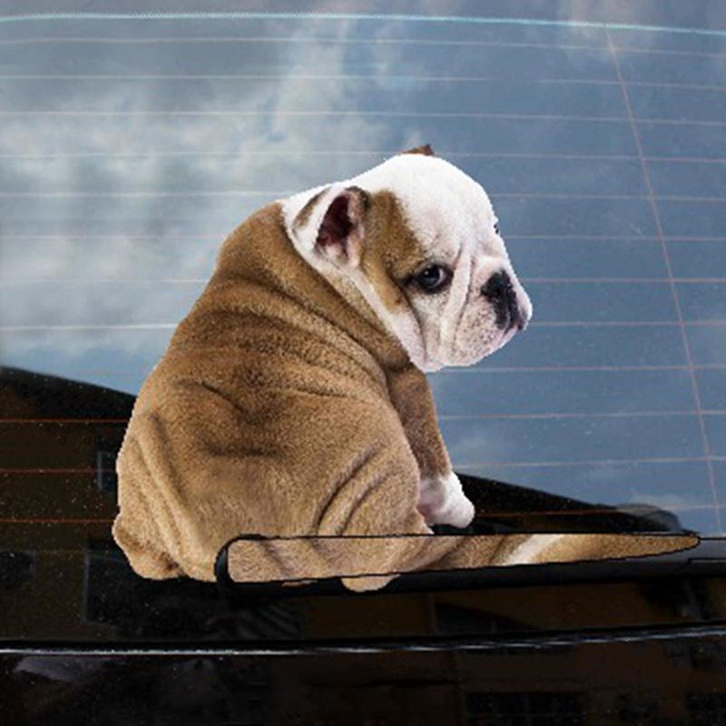 3D Window Car Stickers Cute Bulldog Moving Tail Wiper Stickers for Rear Windshield Car Styling Auto Decoration Car Accessories