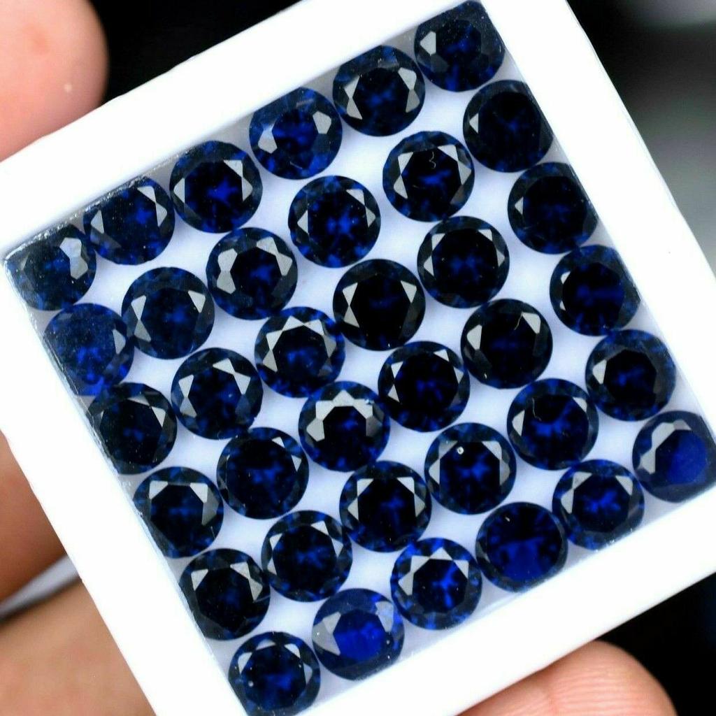 Natural Blue Sapphire Loose Gemstone 24 pcs Ceylon Round 5x5 mm Lot September Birthday Birthstone