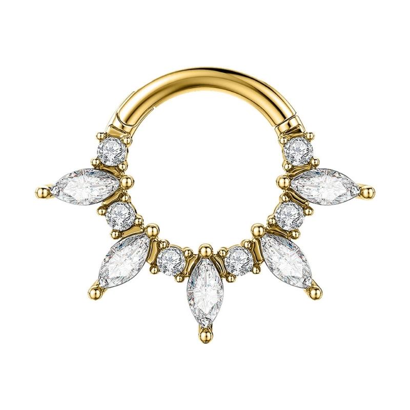 Fashionable Crystal Nose Piercing Ring Jewelry Stainless Steel Accessory for Ear Cartilage Music Festival Accessories