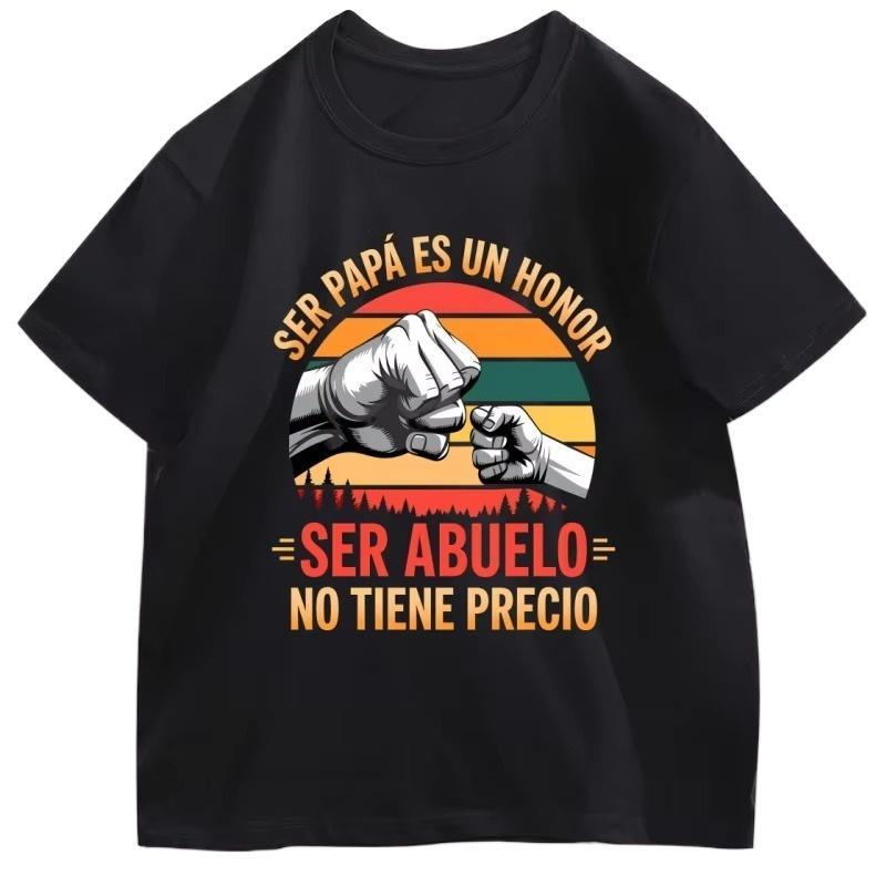 Ser Papa Es Un Honor TShirts Spanish Grandfather T Shirt Retro Grandpa Tshirt Casual pure Cotton Short Sleeve Round Neck Tees