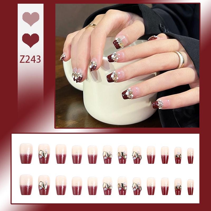 Luxurious Transparent Blush Bubble Rose Press-On Nail Set with Wearable Stickers