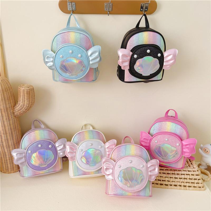 Laser Designed Backpack With Pearl Shells Pu Material And Durability For Daily