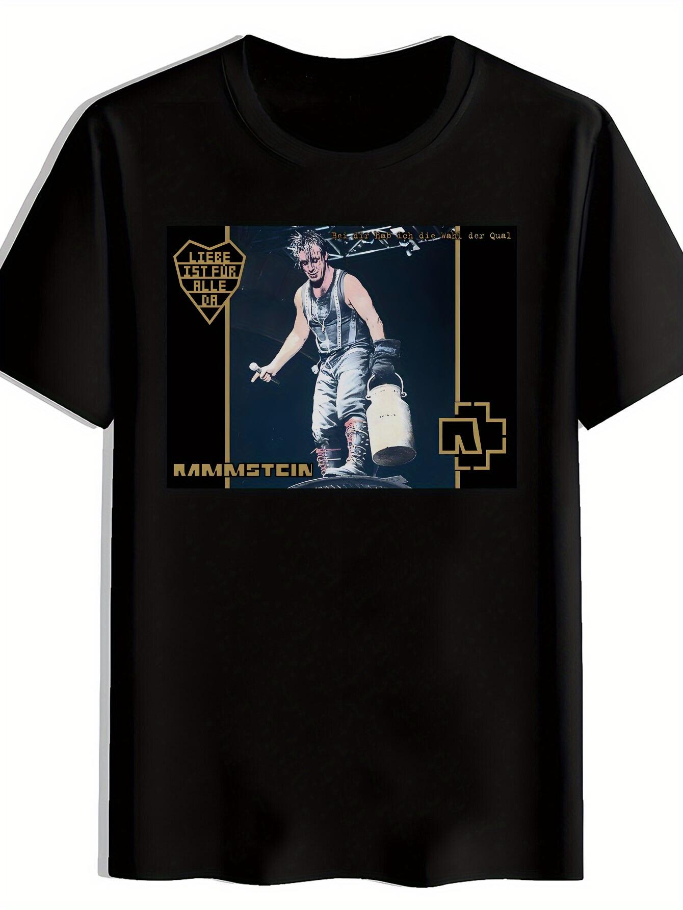 Black Rammstein Graphic T-shirt - Casual Crew Neck XL