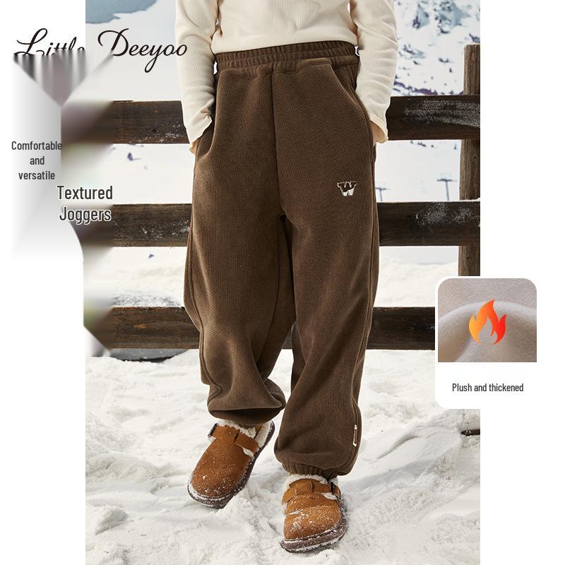 

Girls Winter 2025 Stylish Fleece Sweatpants: Cozy, Thick, One-Piece Casual Pants for Big Kids 120 cm