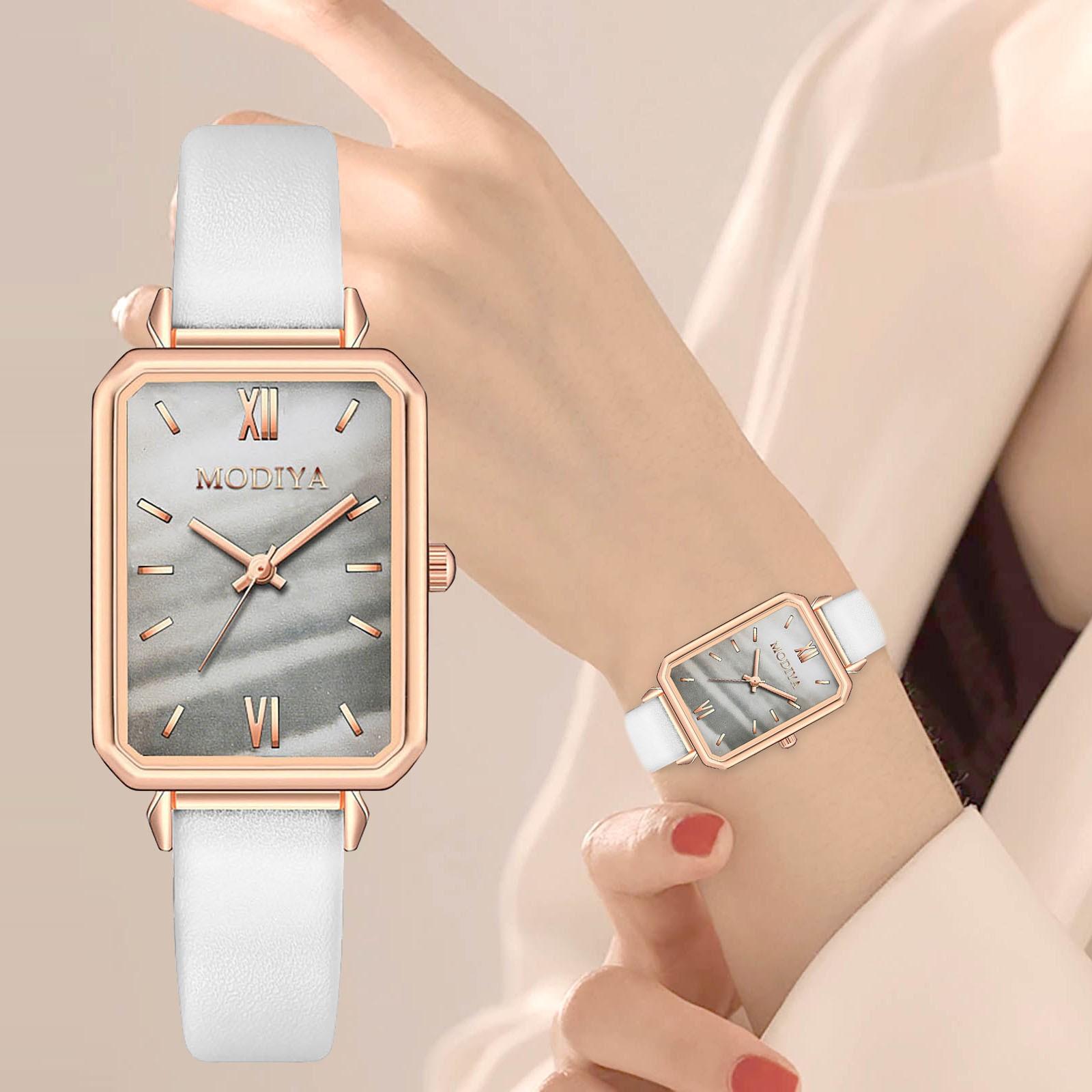 

Легкие Роскошные Ретро Темпераментные Женские Часы Модные Маленькие Квадратные Женские Часы WH белый