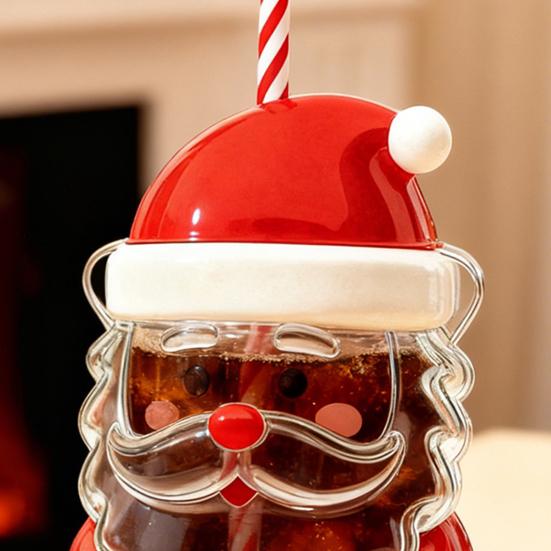 Yousheng Bear Glass Cup with Spill-Proof Lid And Straw Cute Bear Tumbler for Coffee Smoothies Juice Hot Cold Drinks Reusable Leak-proof Drinkware