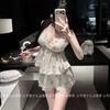 French sweet wind summer ice silk pajamas women's 1011 new cartoon bear suspender shorts loungewear sweet