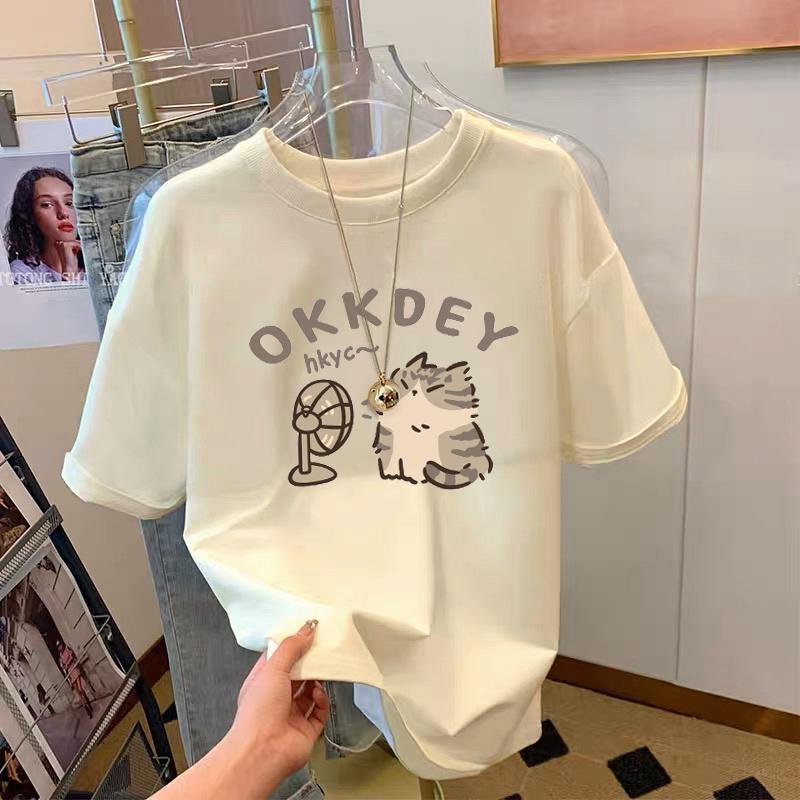 

абрикосовый хлопок, внутренняя майка с маленькой свободной футболкой с коротким рукавом для женщин, лето 2025, новая нишевая модель, тренд инс S