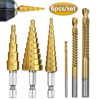 Set of 6 Drill Bits, Made from Chrome Vanadium (Sizes 4-20/4-12/3-12Mm, 3/6/8Mm) - Precision Twist Bits Suitable for Both Wood And Metal