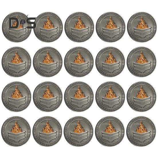 

Dumpster Challenge Coin Dumpster Настольные аксессуары Двусторонний веселый медальон для сотрудников Подарки в знак признательности Офисный декор 20PCS серебряный