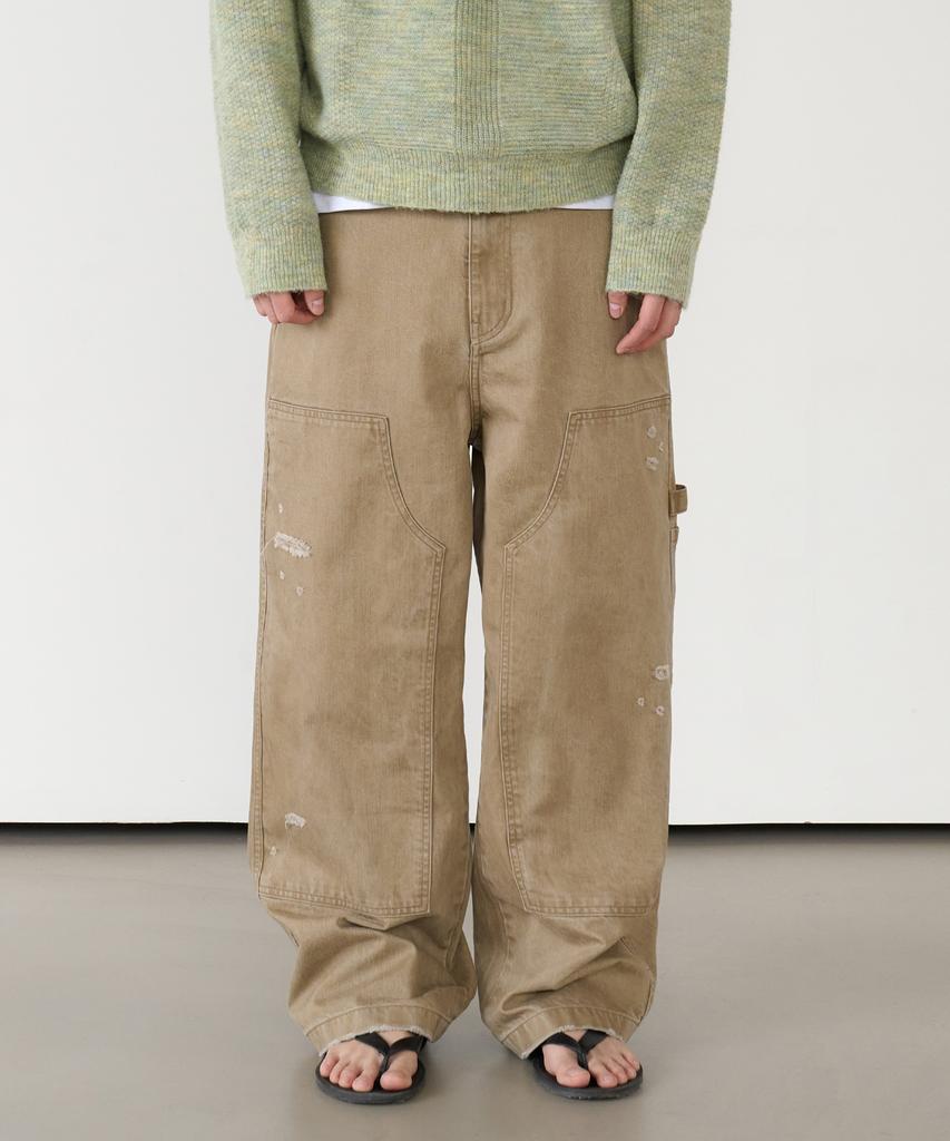KNOUUN Washed Carpenter Pants (Beige)