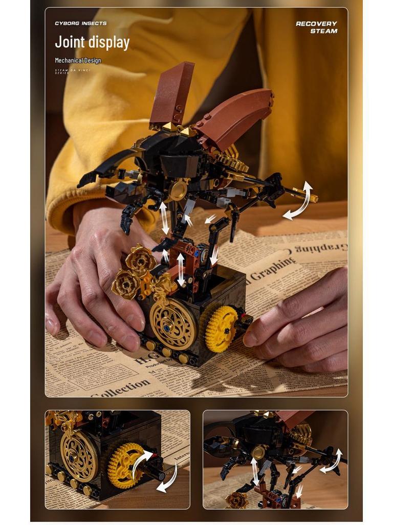 Mechanical Punk Insect Building Blocks Toy (Model JD011-15) - Grasshopper, Beetle, Mantis, Scorpion Assembly Set, Free Shipping