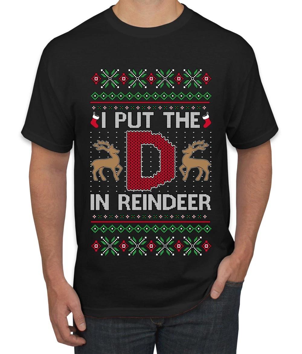 I Put The D In Reindeer Couples Matching Ugly Christmas Men s T- Shirt S