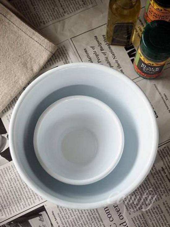 Posh Living Kitchen Accessories Enamel Bowl, Large, Scandinavian Country Style, Antique Style, White