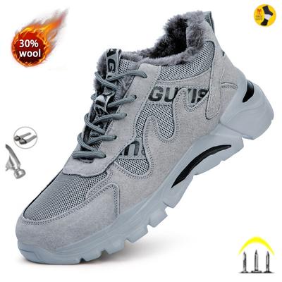 Botas de Invierno Plus Terciopelo Para Hombre Zapatos de Trabajo Staleneus Puntera de Acero Zapatos de Seguridad Indestructibles Zapatos de Construcción Antideslizantes