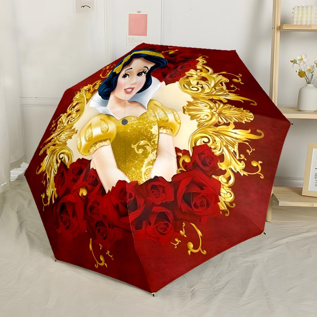 Snow White Royal Garden Automatic Umbrella Compact & Durable 8-Rib Design Compact Design Travel Essential Outdoor Accessory