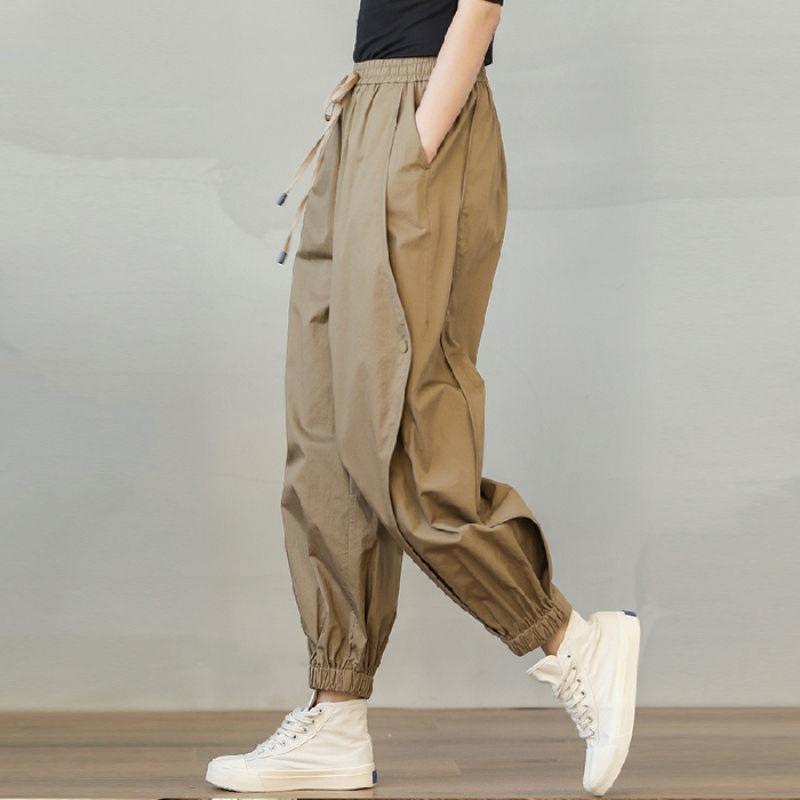 Summer New Loose Korean Version of Harlan Casual Pants Drawstring Elastic Waist Drawstring Bloomers Pants