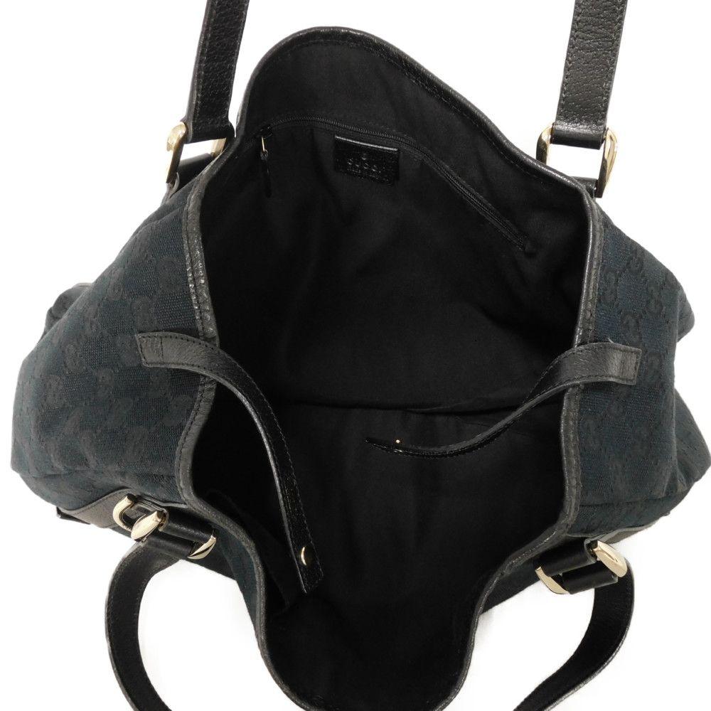 Used Abbey Tote 9539 130736 7924 Logo Double G Calfskin Shoulder Bag in GG Canvas Black Women's from Japan AUTHENTIC