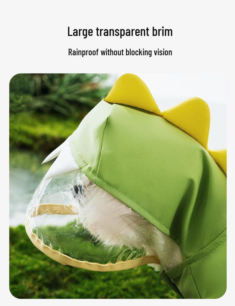 Four-Legged Dinosaur Dog Raincoat with 3D Tail – Waterproof for Medium & Large Breeds
