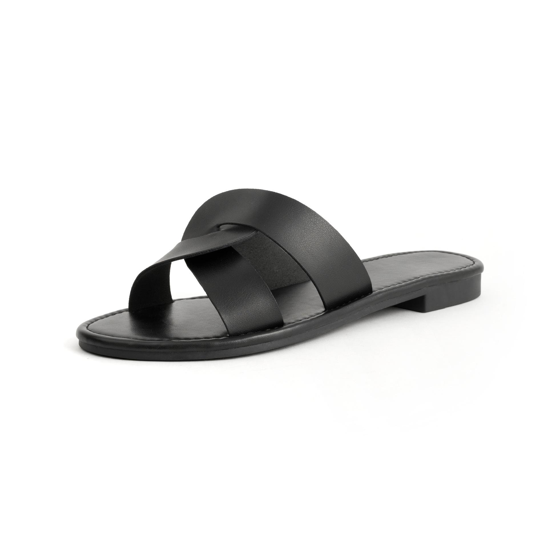 Women s Summer Cross-Strap Fashionable Flat Slides - Soft Sole Beach Flip-Flops 41
