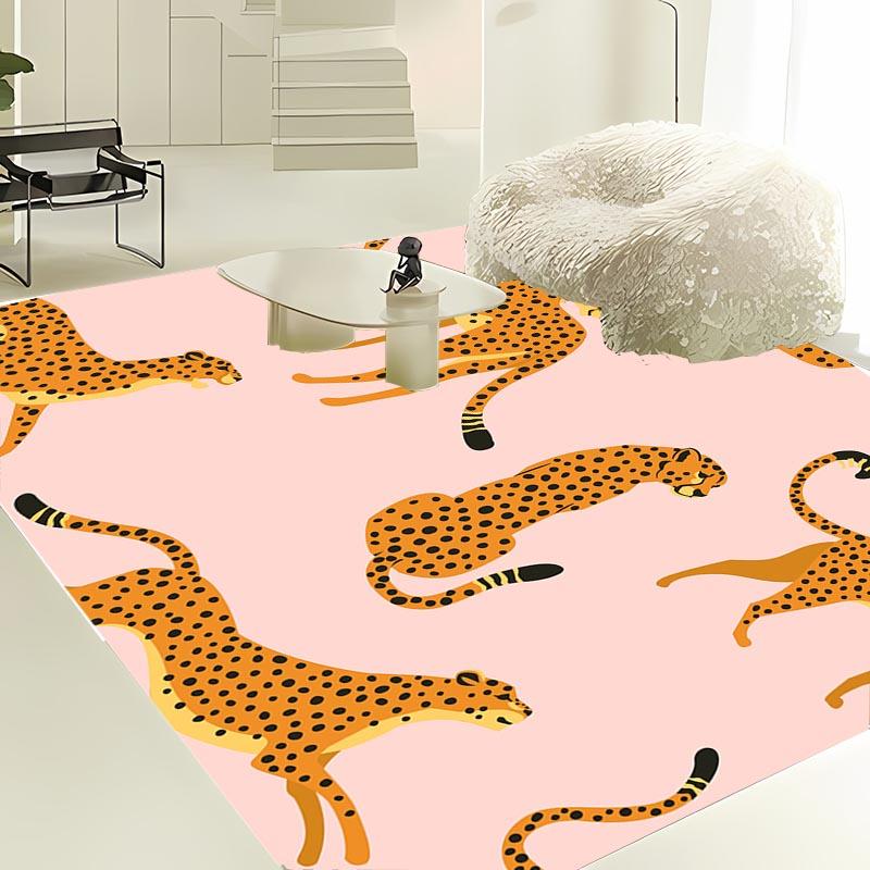 Leichter Luxus Teppich mit Leopardenmuster für Wohnzimmer Schlafzimmer Flur Alfombra Rutschfest Weiche Teppiche Sofa Fußmatte Heimdekor Tapete