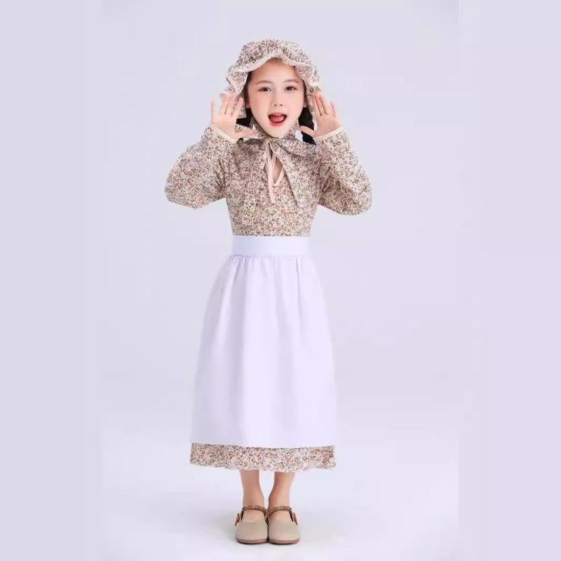 Fairy tale themed performance clothing parent-child clothing wolf grandmother pastoral farm floral skirt drama performance clothing