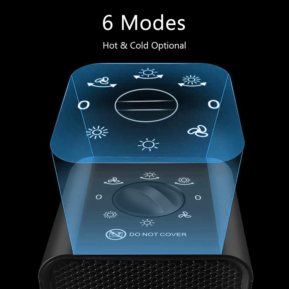 Electric Fan Heater 600W/1200W PTC Ceramic Heating Warmer Fan Quiet Space Heater Overheating
