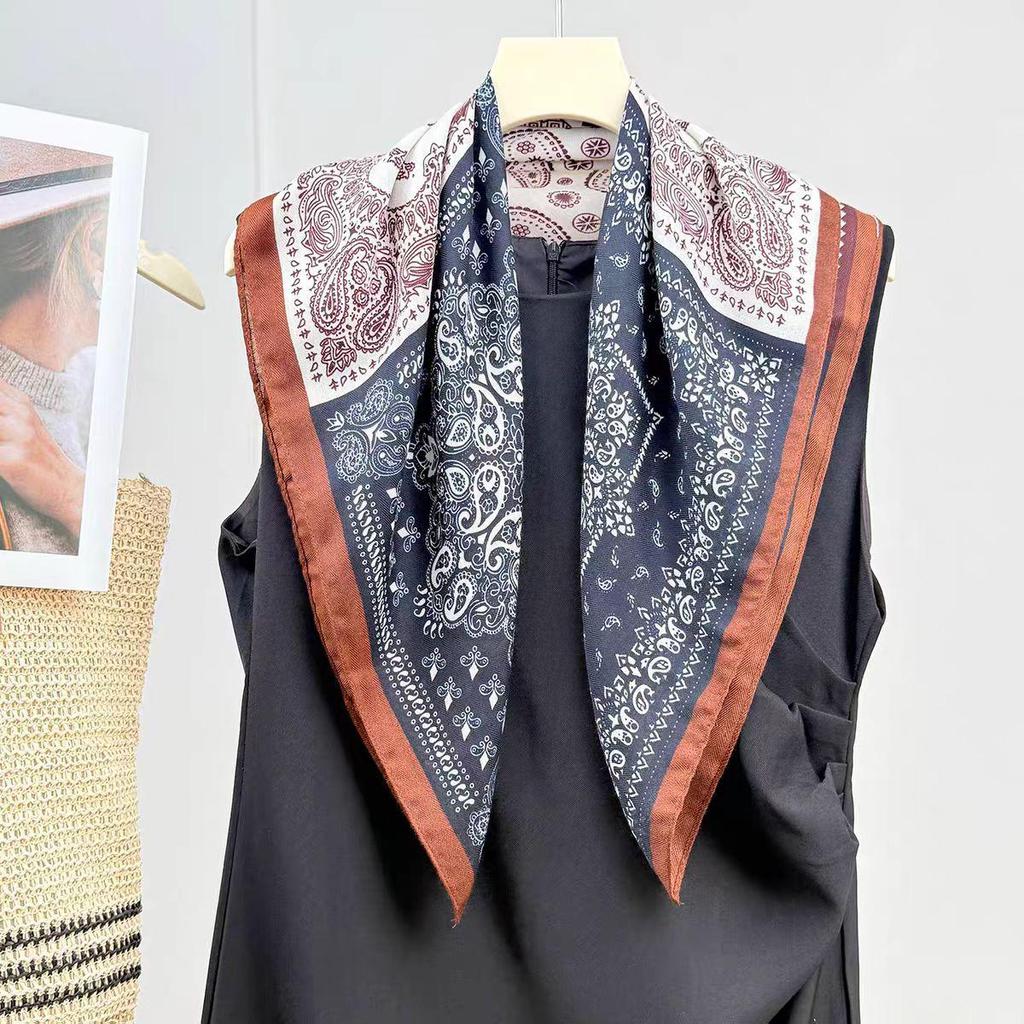 Paisley Patchwork Cotton & Linen Square Scarf for Women - Silk Neck Tie for Shirts, Suits & Waist - Spring/Summer Fashion Accessory