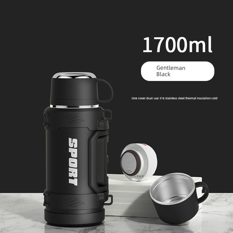 

Thermal Insulation Kettle Large Capacity Vacuum Cup 316 Stainless Steel Men s Outdoor Car Site Fishing Kettle New Arrival 3 Liters Mysterious Black 1700ml (Approx. 1.5kg Water