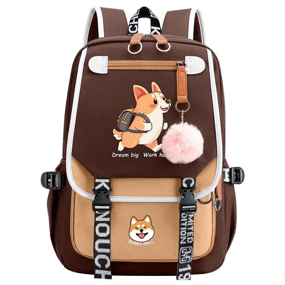 Kawaii Corgi Family Print Backpack for