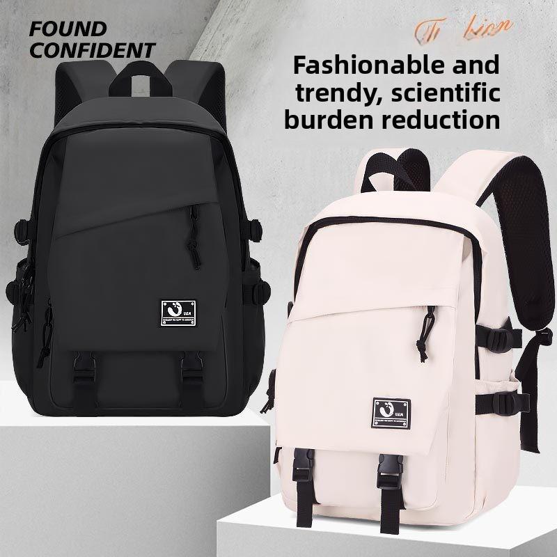 Large Capacity Solid Color Student Backpack With Anti Wear And Waterproof Technology For University And School