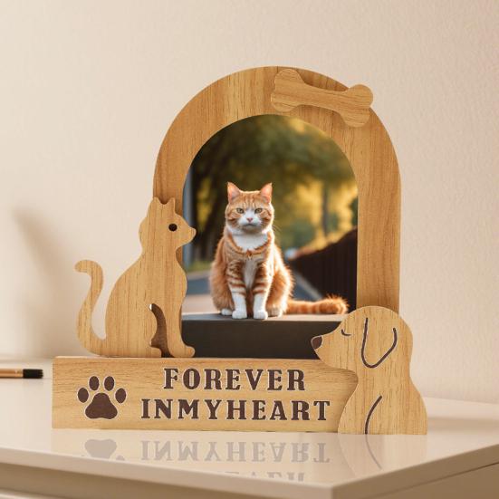 Hund Katzen Gedenk-Bilderrahmen Vintage Holz Tischplatten-Foto-Rahmen Beileidsgeschenke für den Verlust eines geliebten Haustiers