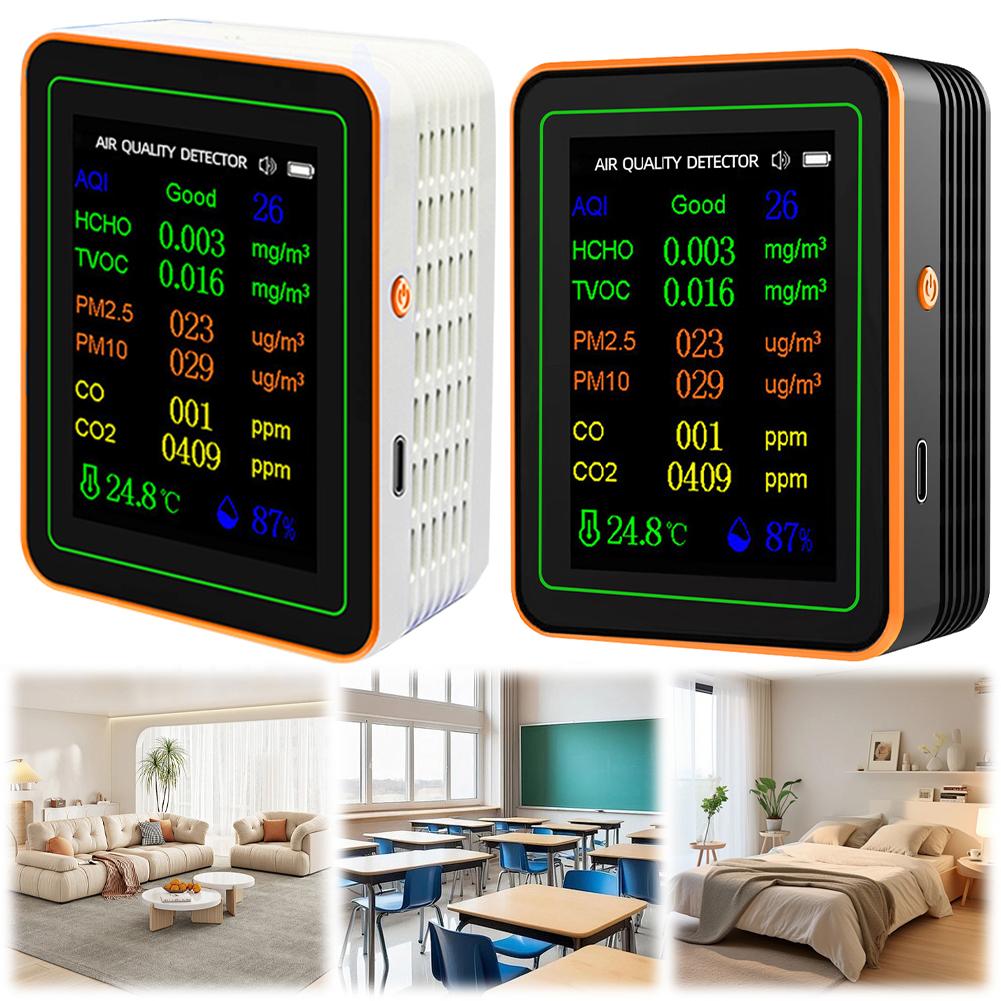 10 In 1 Air Quality Detector Household Portable CO CO2 TVOC HCHO Tester with Alarm CO2 Detector Carbon Dioxide Detector for Home