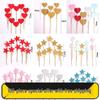 Cake Decoration Five-Pointed Star & Heart Toppers for Birthday Desserts