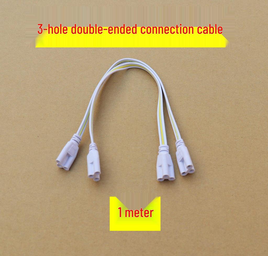 LED Tube Connector: T4/T8/T5 Extension Cord with Double Plug Adapter for Fluorescent Lamp Holders