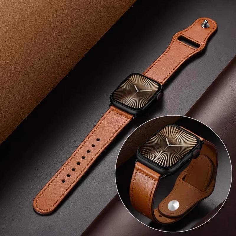 Leather Straps for Apple Watch 10 Band 46mm 42mm 44mm 45mm 49mm 41mm 40mm Correa Bracelet IWatch Series 8 9 3 4 5 6 SE 7 Ultra 2