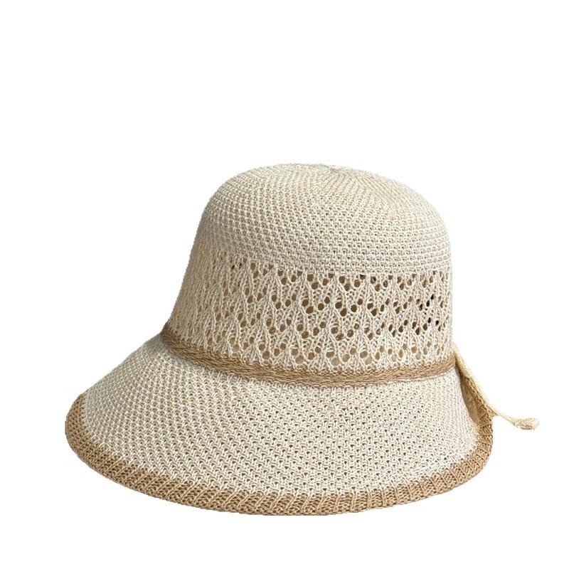 New casual face-covering fisherman hat for women, summer sun hat, versatile for outings, sun protection straw hat, thin and trendy