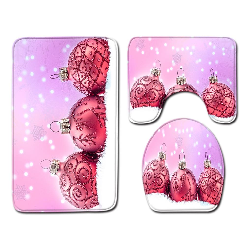 Christmas Bathroom Floor Mat Toilet Three-Piece Set