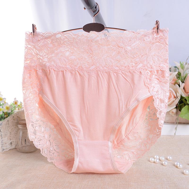 Chiloți de damă modal cu talie înaltă și bordură din dantelă - Mărimi mari, respirabili și confortabili