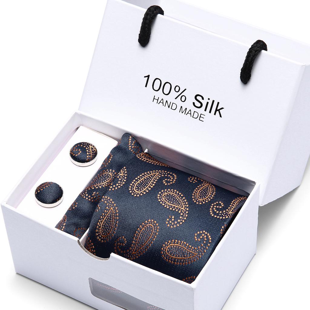 Men'S Tie Gift Box 5-Piece Set Tie Pocket Towel Scarf Cuff