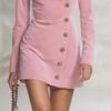 2025 Autumn/Winter Elegant Solid Color Waist-Cinched Slim Dress with Buttons