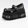 Fashion Women's Muffin Thick-soled Mary Jane Shoes, Large-sized Round-toe Fashionable Height-increasing Shoes with Riveted Decoration