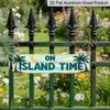 15.7×3.94inch "On Island Time" Tropical Aluminum Decorative Sign, 2D Flat Print, Beach Palm Tree Decor, Coastal Wall Art for Home or Cabin, Rustic