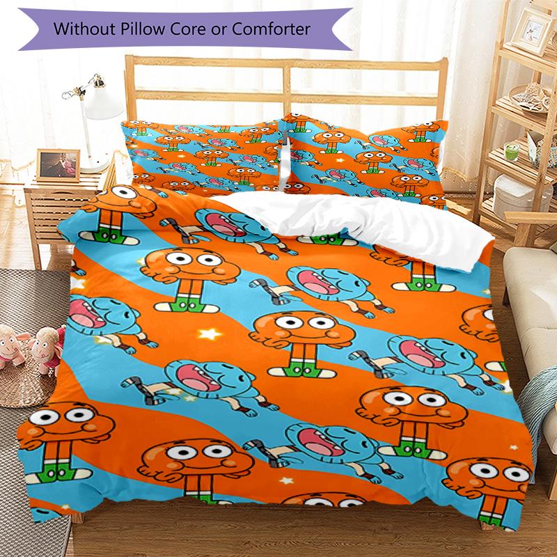 3pcs The Amazing World of Gumball Bedding Set Duvet Cover Closure Includes 1 Duvet Cover & 2 Pillowcases, Soft and Comfortable for All Seasons.