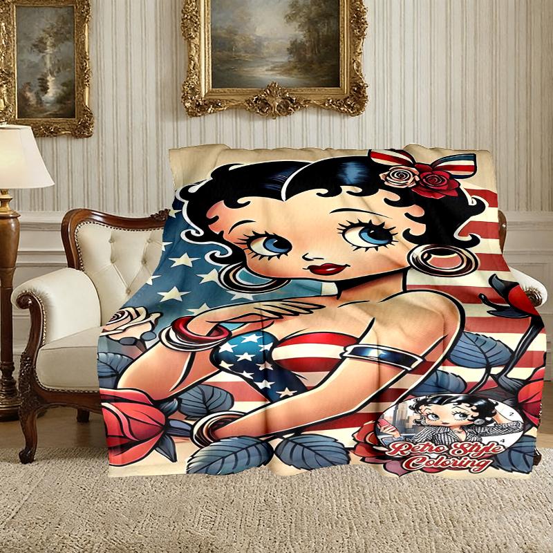 1pc Snug Betty Boop Blanket, Lightweight & Durable Print Blanket, Perfect for Home, Couch, Bed, Picnic, Travel, Office