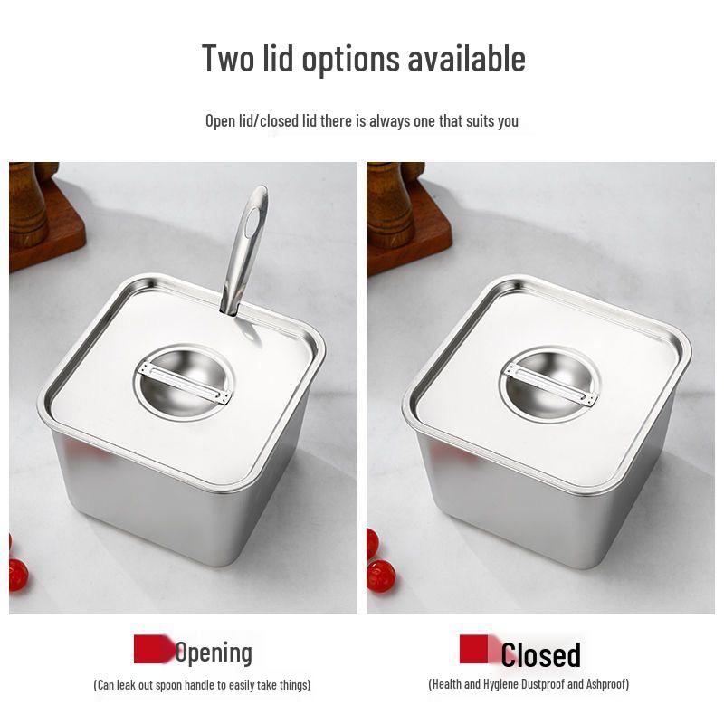 Quadratische Edelstahl-Gewürzbox 16cm mit Deckel für Küche oder Grill.