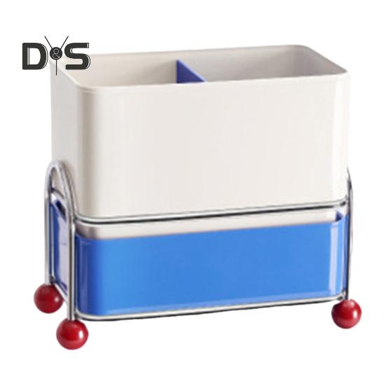 Держатель для кухонных принадлежностей для столешницы, пластиковая ложка, палочки для еды, вилка, сливная полка, многофункциональное отделение для хранения столовых приборов, коробка синий