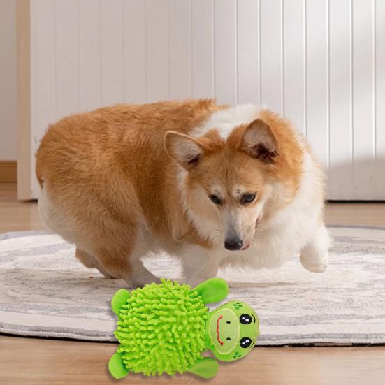 Squeaky Plush Dog Toy Mop Animal Design Stuffed Crinkle Pet Chew Toy Interactive Puppy Teething Toy for Small Dogs