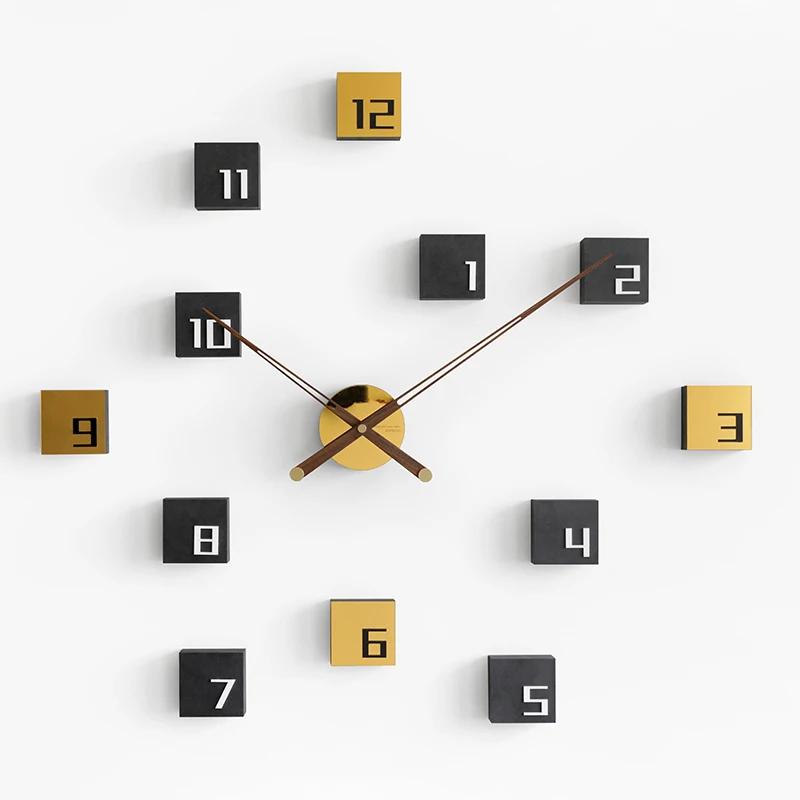 

Nordic Creative Diy Wall Clock Wood Living Room Silent Self Adhesive Wall Clock Sticker Wall Decoration Watch Background Gift 82.4X75.5CM