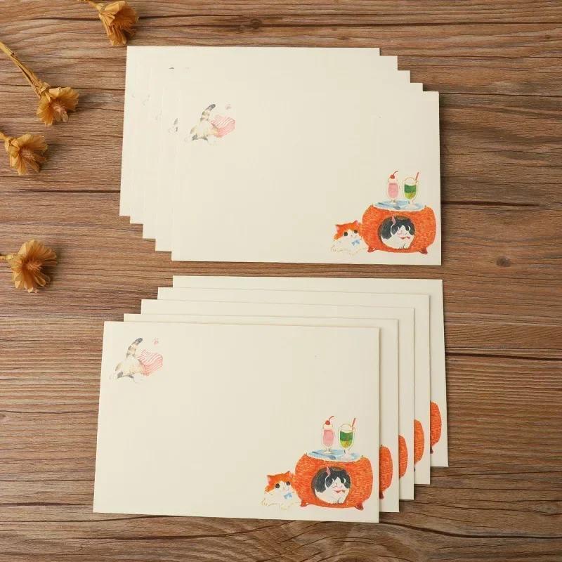Мультяшный Кот Конверт Бумага для писем DIY Упаковка подарков Обложка для свадебного приглашения Студенческие Канцтовары Офисные Принадлежности